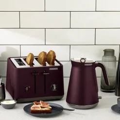 Morphy Richards Aspect Black Chrome 4 Slice Toaster Maroon 240027